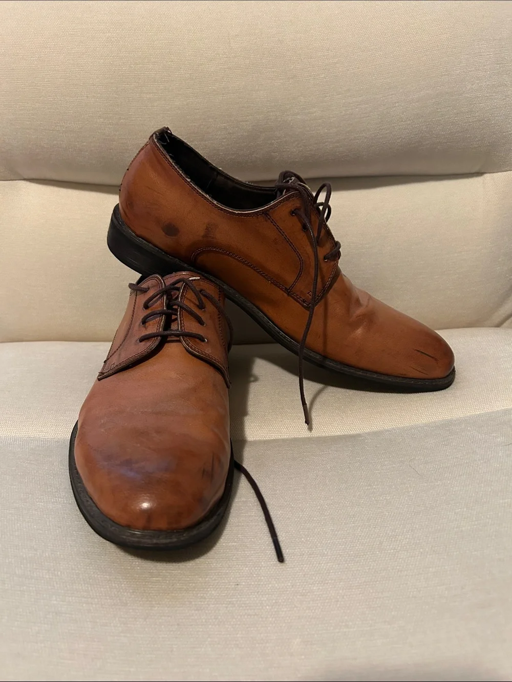 Steve Madden Tan Leather Lace-Up Oxfords